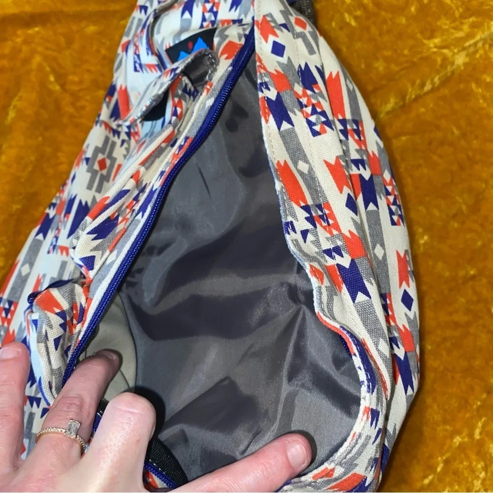 KAVU Rope Sling Bag Tribal Geometric Print Crossbody Backpack